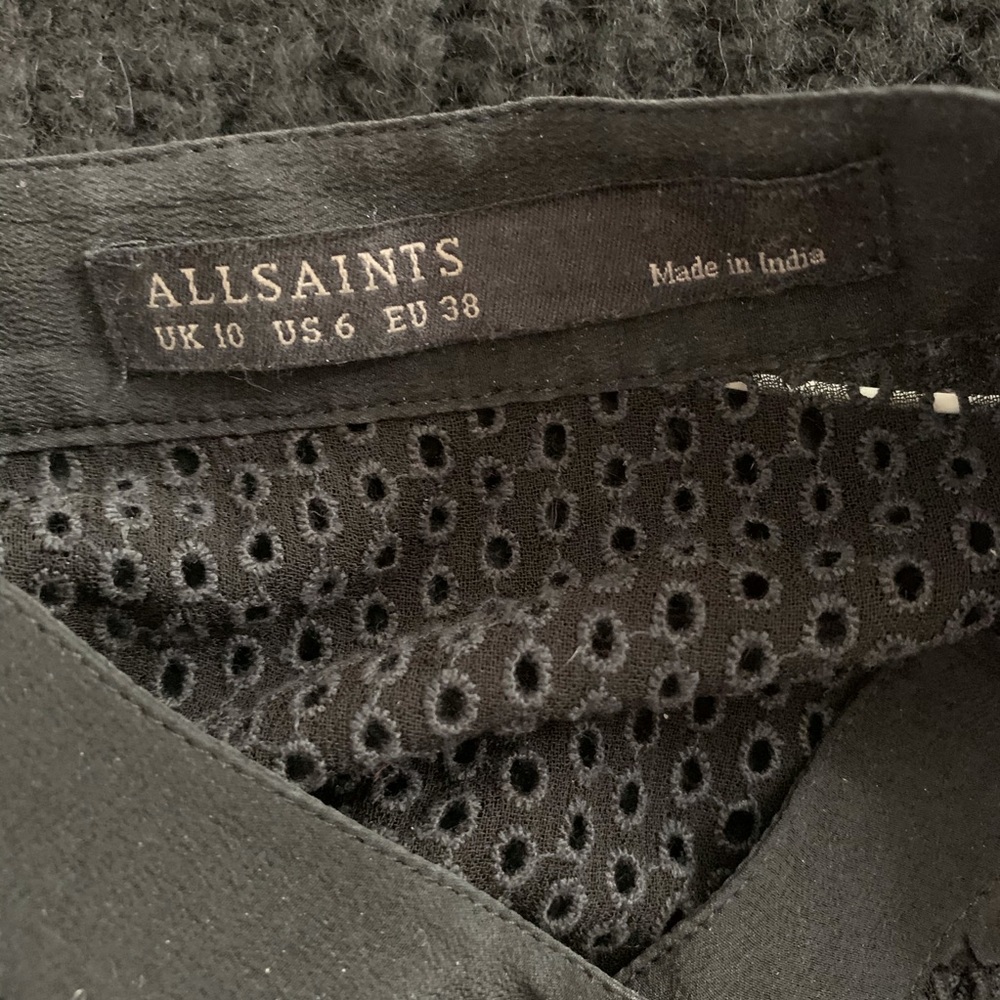 All Saints Glesni Waist Embroidered  Black Dress - Picture 6 of 7